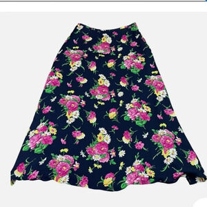 Lauren Ralph Lauren Floral Maxi Skirt 100% Silk Size 6